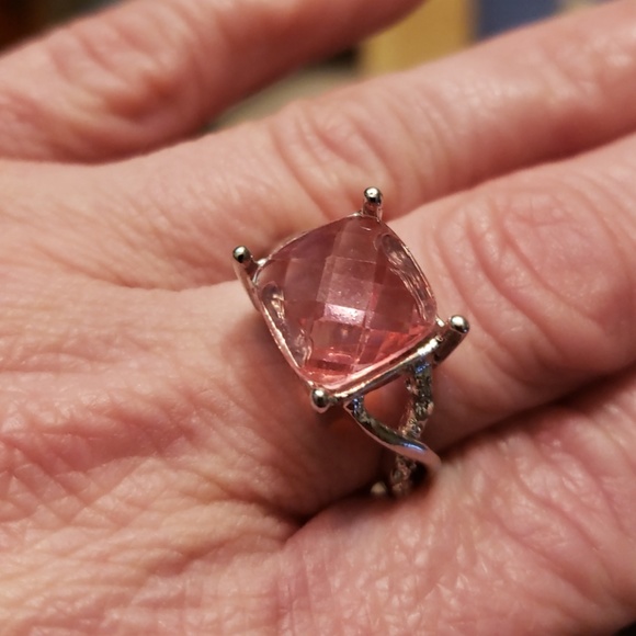 Sterling Silver Lab Created pink Sapphire Ring - Picture 4 of 5